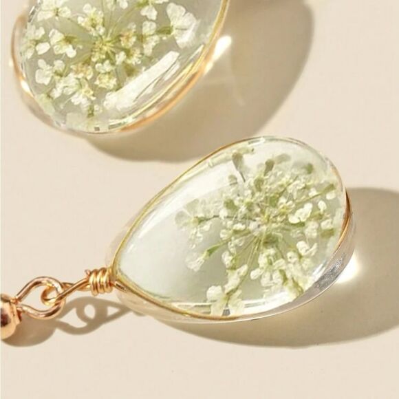 Flower Design Water Drop Earrings - Picture 5 of 13